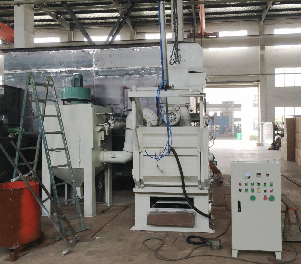 QPL50 Tumble belt type shot blasting machine with pneumatic door 